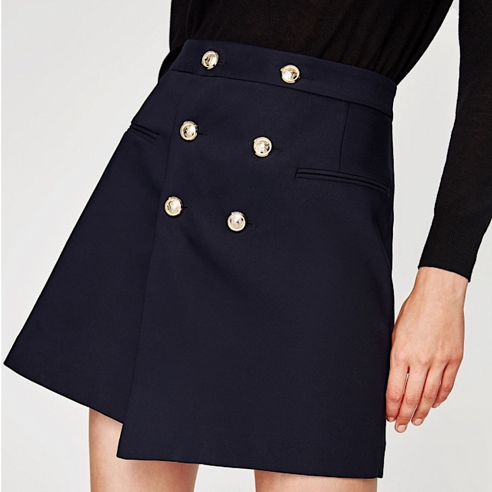 Zara basics navy button skirt & blazer set US size Medium